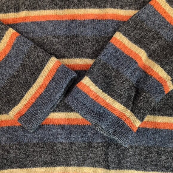 America 100% Wool Striped Knit Sweater Blue Orange Long Sleeve Men S Small VTG - Picture 11 of 11